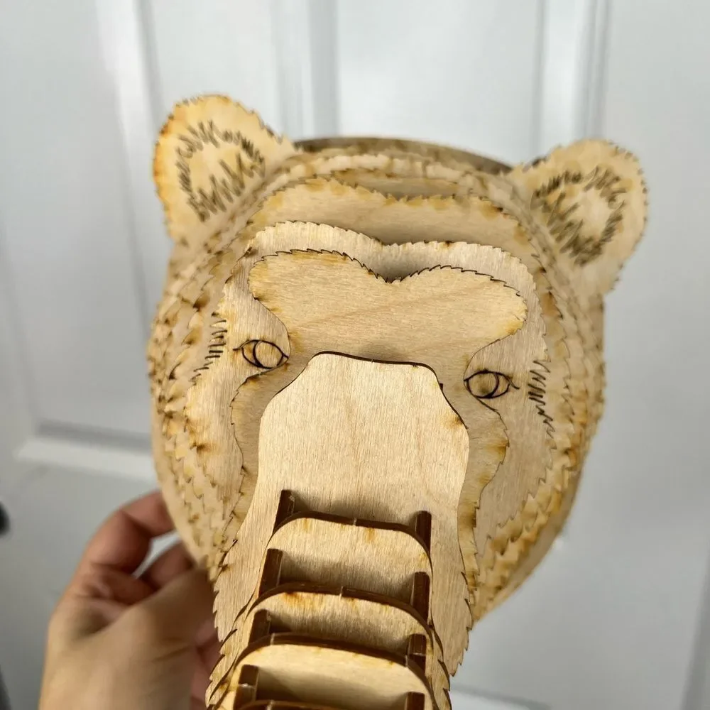 18” Antler ANTLER HOMESTEWART BAMBOO WOOD BEAR HEAD Wall Decor